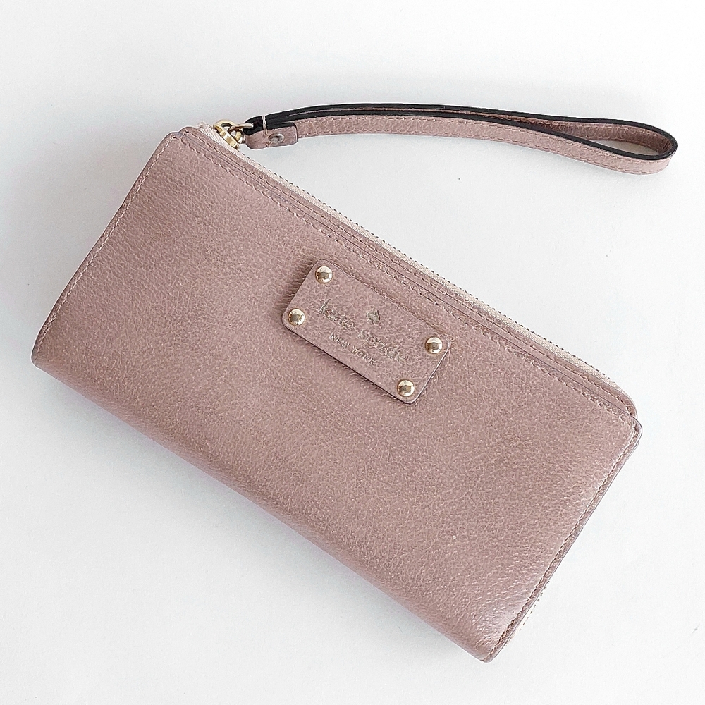 ♠️Kate Spade Anita Rose Gold Leather Zip Around Long Continental Wallet